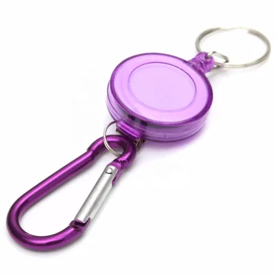 Custom 32mm Eco-friendly ABS Plastic Plated Ski Pass Retractable ID Card Badge Reel Holder Digital Printing Carabiner KeyChain