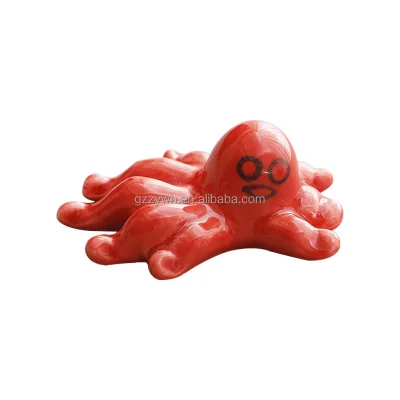 Red Octopus Ceramic Multifunctional Ornament As Chopstick Rest Pen Holder and Tea Pet