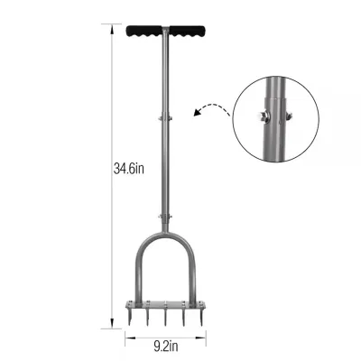 Pre-Assembled Manual Soil Removal Inflatable Lawn Aerator Spikes Ready-to-Use Gardening Tool for Grass Aeration