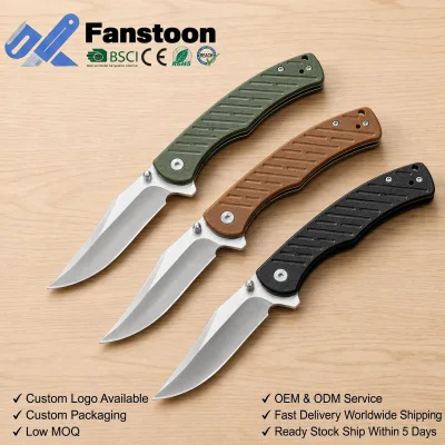 Portable Multifunctional Folding Fruit Knife with Anti Slip G10 Handle 5Cr15 Satin Curved Blade for Camping EDC Wholesale