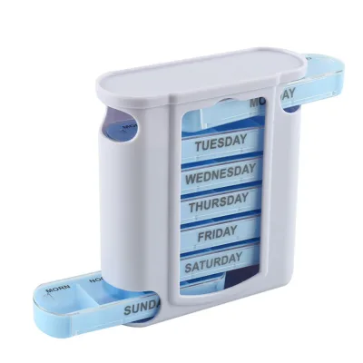 Moisture-Proof 4 Times-a-Day Weekly Pill Organizer, 1 Dispenser with Stackable AM/PM Compartments for Pills, Medication,Vitamin