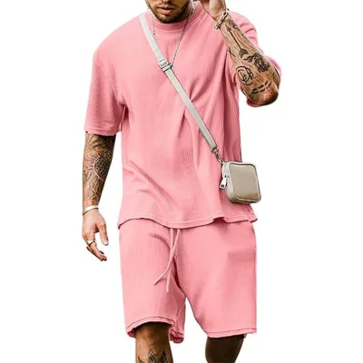 Short Sleeve Mens Tracksuit Summer t Shirt and Shorts Set Oversize Two Piece Casual Daily Duty-Off Clothes Plus Size Breathable