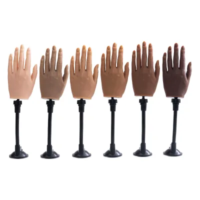 Realistic Flexible Silicone Nail Training Hand Stand Bracket False Left Right Practice Hand for Nail Beginners Artificial Hand