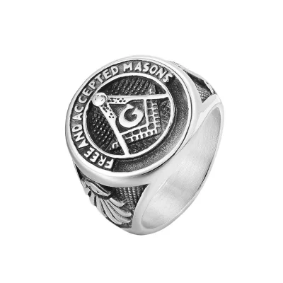 Wholesale High Quality Vintage Stainless Steel Religious Freemason Masonic Casting Model Master Mason Ring for Men