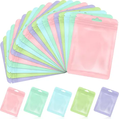 Pastel Resealable Bags with Zipper Small Plastic Pouch Cute Jewelry Packaging for Easter Party Food Storage Small Business