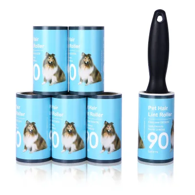 Household Extra Sticky Dust Replacement With 2 Roll Plastic Handle With a Quick and Easy Rolling Motion for Pet Fur and Clothing