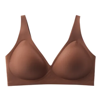Seamless Adhesive Deep V Bra for Plus Size Women Non-Rim Comfortable Big Chest Support