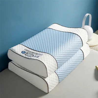Luxury Ice Modern Neck Cooling Natural Latex Pillow with Wave Design Jiangsu Made