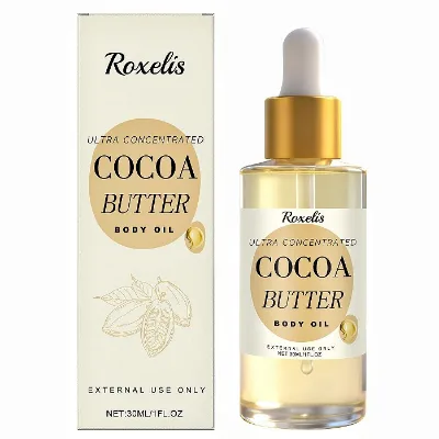Private Label Brightening Body Oil Nourishing Moisturizing Body Skin Long-lasting Lightweight Sweet Cocoa Butter Body Oil Bulk