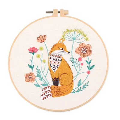 DIY Embroidery for Beginner Needlework Practice Kits, fox Embroidery Kit