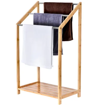 Bamboo Towel Rack Holder Indoor Outdoor Towel Rack Use As Clothes Rack