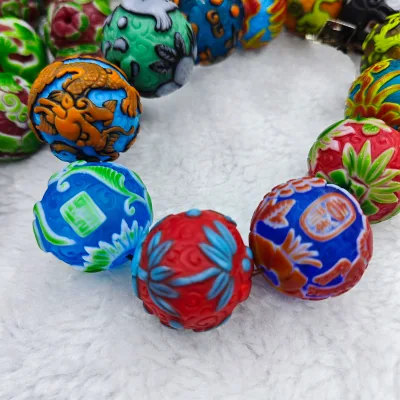 Hot Selling Custom Design Hand Carved Glass Beads 20mm and 25mm Round Beads for Fashion Jewelry Making