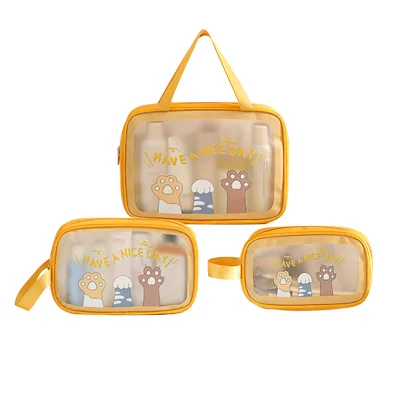HANFEIZI Hot Sale Custom Makeup Bag Design Your Own Logo PVC Cute Animal Large Capacity Cosmetic Bag