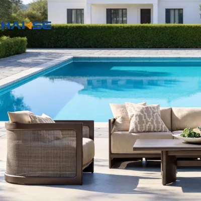 Contemporary Resort Outdoor Sofa Set for Hotel & Villa Aluminum Frame Waterproof & Rust Proof