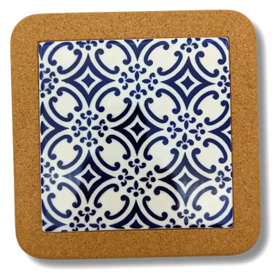 Hot Selling Antique Pottery Ceramic Tiles Trivet with Cork Mat Base