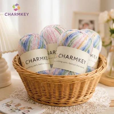 Gradient Section Dyed Acrylic Yocell Blended Hand Knitting Yarn Pastel Watercolor Crochet Yarn for Sweater Scarf Hat DIY Crafts