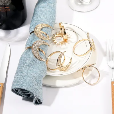 Hot gold moon star napkin ring table  napkin ring Holiday decoration manufacturers wholesale metal ring