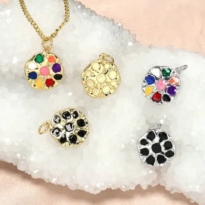 Hot Selling High Quality Enamel Flower Pendant Necklace New Design Colorful Charms for Gift Fine Pendants