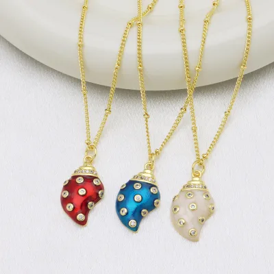 Conch Charms for Necklaces FFBCM-29 Enamel Pendants Gold Plated Charms for Jewelry Making