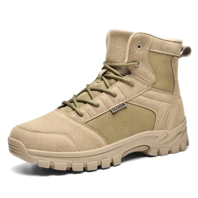 Mens Ankle Boots Suede Leather and Cotton Fabric High Top Lace up Design for Outdoor Walking and Casual Wear for Men