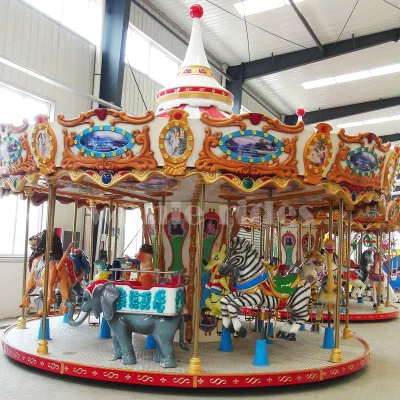 Colorful 16-Seat Merry Go Round Ride for Kids Entertainment in Commercial Plaza