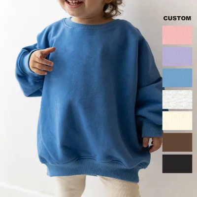 OEM Custom Printed Toddler Baby Boy Drop Shoulder Oversized Sweatshirt Baggy Fleece Cotton Pullovers Fall Winter Outfits Clothes