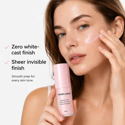 High Quality OEM Black Tea Polypeptide Cream Face Primer Moisturizer No White Cast Makeup Base All Skin Tones Hydrating Glowy