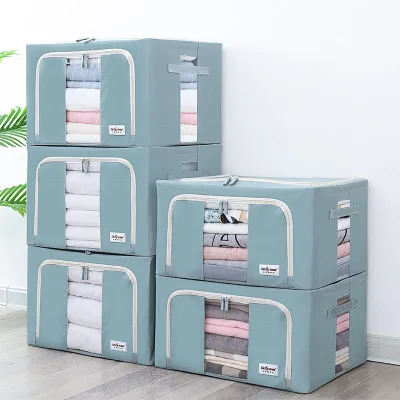Steel Frame Storage Box, Deep Bedroom Wardrobe Storage Box, Moisture-proof, Portable, Foldable and Washable