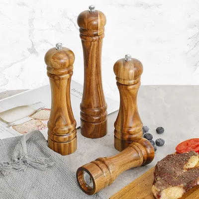 Classic Product Idea 7 Inch Acacia Wood Salt Shaker Pepper Mill for  Tableware Gifts