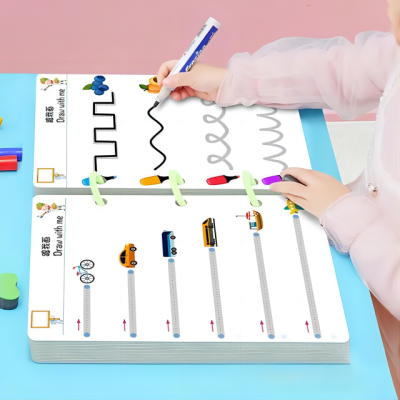 Children Pencil Control Tracing Workbook for Kids Letter Pattern Practice Handwriting Learning With Wipe off Pen Clean Book