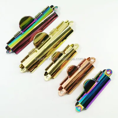 Custom logo 70mm Iridescent rainbow Metal Toothed Clip for Menus