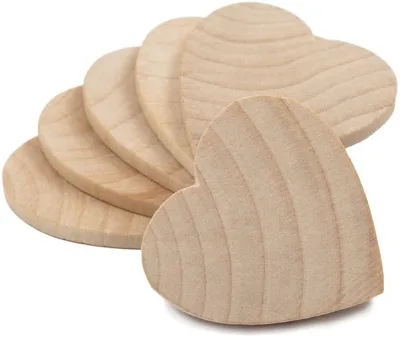 50 Pcs Natural Unfinished Heart Shape Wooden coaster Wedding Wood Cutout Wood Hearts Cut Outs Sign