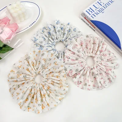 Fashion Oversize Large Floral Elastic Hair Band Flower Pattern Hair Scrunchies for Woman Girls Daily Hair Accessories