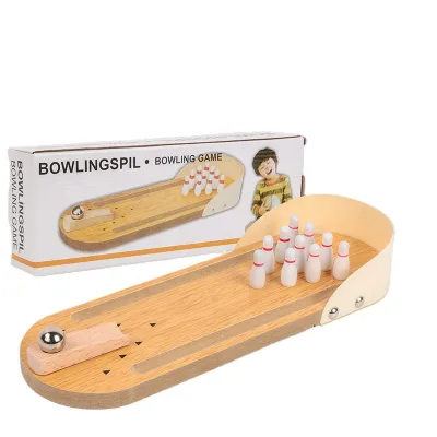 C04306 Classic Cheaper Custom Wooden Mini Finger Shooting Game Mini Handheld Desktop Table Mini Bowling Game Toys