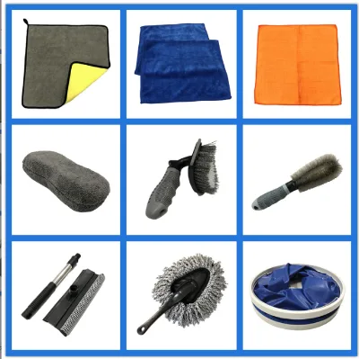 Multi-Fabric Car Detailing Kit Oxford Cloth Storage Bag Equipped With 9L Foldable Bucket Car Wsahing Tools