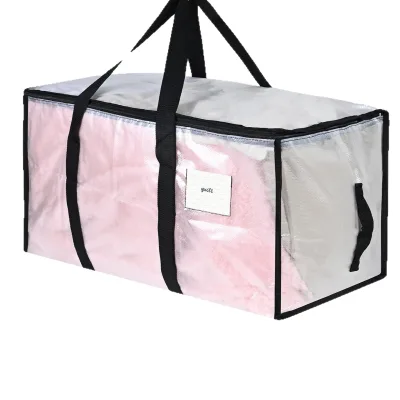 Customize Transparent Storage Bag 24 Gallon Duvet and Blanket Organizer with Dual Handles and Top Zipper