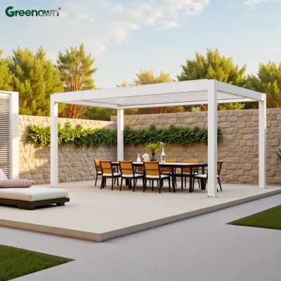 High Quality Bioclimatic Electric Patio Awning Modern Metal Pergola Adjustable Slats Garden Pergola Cover