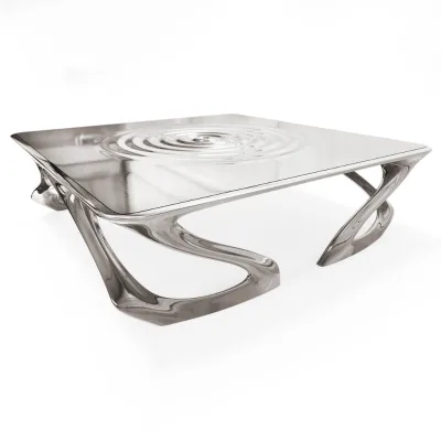 Metal Water Drop Stainless Steel Coffee Table Living Room Furniture Small Mirrored White square Luxury Side Table Modern