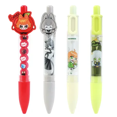 Vograce Ecofriendly Custom Writing Plastic Clip Orange Pens Soft Cartoon Characters Custom 0.3mm Gel Pens with Custom Logo