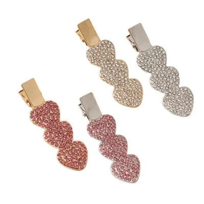 Luxury Styling Tool Silver Gold No Bend Flat Barrettes Diamond Metal Pin Rhinestone Creaseless Hair Clips for Makeup Bang