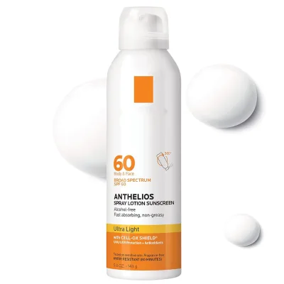 Alcohol Oil Free Broad Spectrum SPF + Antioxidants Light Water Resistant SPF 60 Sunscreen Spray Lotion