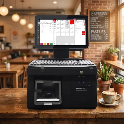 High Quality 14 Inch Touch Screen Cashier POS System Core I3 4GB DDR3 64GB Storage Android OS 80mm Thermal Printer LED8 Keyboard