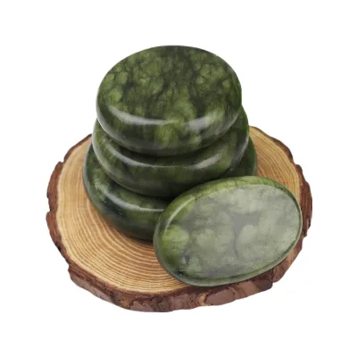 Hot Massage Stones Natural Green Jade Heated Natural White Jade Topaz Massage Volcanic Stone Lushan Warmer Stone for Spa Massage