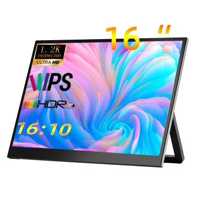 IPS 16 Inch Portable Gaming Monitor Type-C Built-in Wired Bracket 1920x1200 Resolution 16:10 Aspect Ratio 60Hz 20ms Response