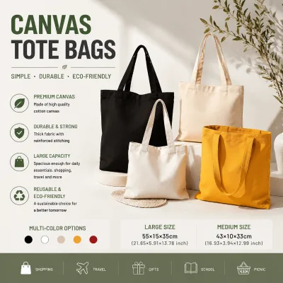 Wholesale Heavy Duty Cotton Women's Tote Bags with Long Handles
