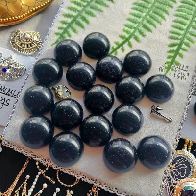 High Quality Blue Sandstone Smooth Face Crystal Starry Sky Color Round Blue Quartz Gemstone Nice Quality Nature Inspired