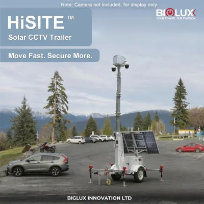 HiSITE Heavy Duty Mining Site Mobile Solar CCTV Tower 600W Bifacial Solar Panel Hot-dip Galvanized Chassis