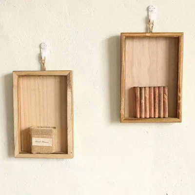 Nordic Style Solid Wood Picture Frame Creative Handmade Wall Hanging Shade Living Room Background Wall Pendant Decorative Tray