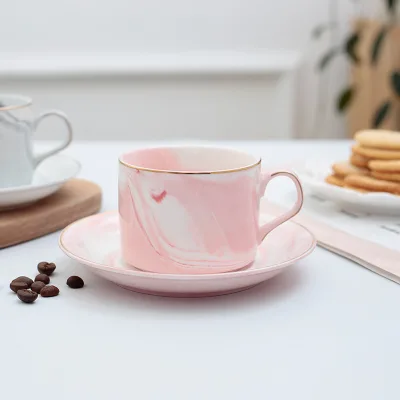 Marble-style High-value Ceramic Coffee Cup Set Floral Tea Cup Afternoon Tea Wholesale Set Water Cup Aviation Cup Saucer Color