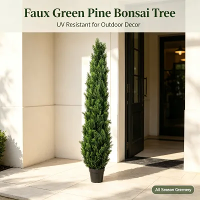 Multi Sizes Artificial UV Resistant Cypress Cedar Tree Faux Pine Greenery Eco-Friendly Durable Potted Plant Christmas Window